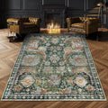 RUGSURE Washable Area Rugs - Perfect for Living Room, Bedroom, Kids Room, Nursery - Stain & Water Resistant Non-Slip, Pet & Child Friendly, Vintage Tribal Area Rugs (Green, 3' x 5 ')