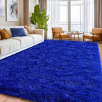 Blue Fluffy Area Rugs for Bedroom, Soft Shaggy Carpets for Living Room, Upgrade Anti-Skid Fuzzy Rugs for Kids' Room, Perfect Decor for Modern Home 4x6 Feet