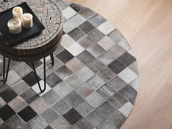 Round Area Rug – Soft Modern Carpet for Living Room, Bedroom, Entryway – Non-Slip Durable Floor Mat for Home Décor (Grey_8X8)