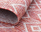 Unique Loom Outdoor Trellis Collection Area Rug - Tribal Trellis (5' 3" Round, Rust Red/ Ivory)