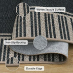 OJIA Easy Jute 3x5 Outdoor Rug Front Door Mats Washable Rugs for Entryway, Striped Border Black Rug Non-Slip Indoor Doormat Outdoor Porch Rug Farmhouse Area Rug for Outside Patio Living Room