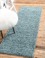 Unique Loom Solid Shag Collection Area Rug (2' 6" x 16' 5" Runner, Light Slate Blue)
