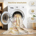 5x7 Area Rugs Living Room: Machine Washable Large Abstract Modern Soft Rug Stain Resistant Indoor Floor Non-Slip Accent Carpet for Bedroom Nursery Playroom Office Dining Room Dorm- Gold Colorful