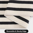 Striped Outdoor Rugs 3'x5', Cotton Hand Woven Rug Front Door Mat,Washable Reversible Layered Door Mats, Foldable Front Porch Rug for Entryway/Home Entrance/Farmhouse(Black and White)