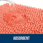 OLANLY Bathroom Rugs 70x46, Extra Soft Absorbent Chenille Bath Rugs, Rubber Backing Quick Dry, Machine Washable Bath Mats for Bathroom Floor, Tub and Shower, Home Decor Accessories, Coral