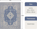 Bavni Vintage 8x10 Area Rugs, Boho Oriental Living Room Rug, Machine Washable Rug Non Slip, Distressed Print Indoor Large Blue Rugs, Low Pile Ultra-Thin Soft Carpet for Bedroom, Dining Room, Farmhouse