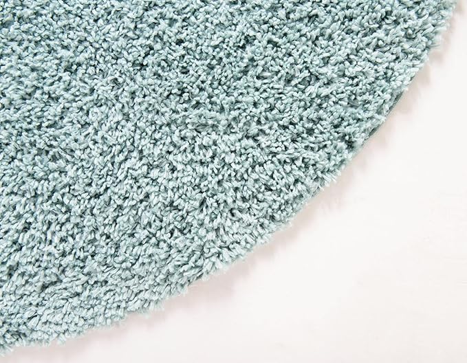 Unique Loom Davos Shag Collection Area Rug - Solid (6' 7" Round, Aqua)