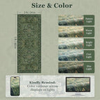 Green Boho 2x5 Runner Rugs for Hallways Non Slip Machine Washable, Low Pile Lightweight Carpet Runner for Entryway/Kitchen/Bathroom/Corridor/Laundry Room Distressed Vintage Medallion Printed