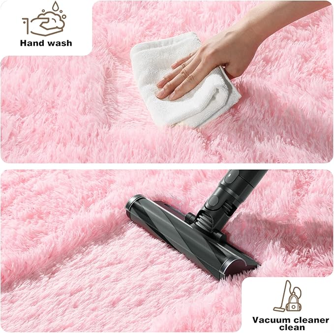 5x7 Pink Rugs for Bedroom Girls, Large Fluffy Area Rugs for Living Room, Soft Shag Fuzzy Non-Slip Carpet for Kids and Boys Nursery Room Dorm Indoor Home Decor (Pink, 5ft x 7ft)