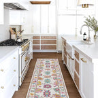 Fame Living Pink Oushak Runner Rug, Modern Runners, Turkish, Eclectic, Floral, Pastel, Washable, Small Throw Rugs, Short Runner for Hallway, Entryway, Laundry, Bedroom, Kitchen, Bathroom, 2'5"x6'5"