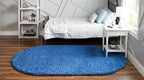 Unique Loom Solid Shag Collection Area Rug (3' 3" x 5' 3" Oval, Periwinkle Blue)