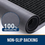 OLANLY Front Door Mat Indoor Outdoor Entrance, Waterproof Heavy Duty Doormat, Fade Resistant, Low Profile, Easy Clean Patio Porch Welcome Floor Mats for Entry, 35x30, Black