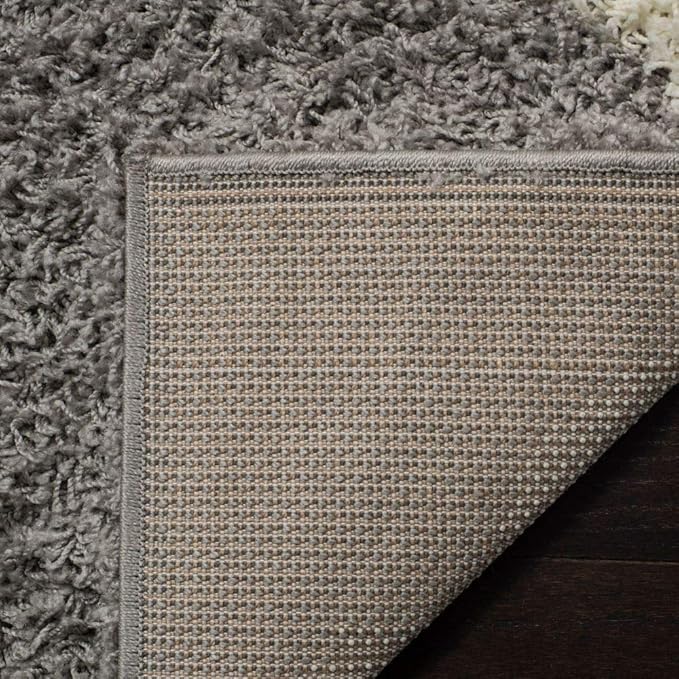 SAFAVIEH Dallas Shag Collection Area Rug - 4' Square, Grey & Ivory, Trellis Design, Non-Shedding & Easy Care, 1.5-inch Thick Ideal for High Traffic Areas in Living Room, Bedroom (SGD257G)