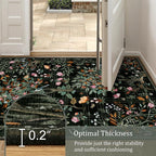 Morebes Black Boho 8x10 Area Rugs for Living Room, Washable Large Floral Rug Non Slip, Soft Flower Birds Low-Pile Floor Indoor Carpet for Bedroom Dining Room Dorm Playroom Nursery