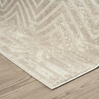 Abani Terra Cream 6' x 9' Area Rug for Living Room, Bedroom - Geometric Lines Pattern - Durable & Easy to Clean