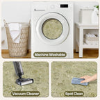 Tangsoo 2x10 Washable Runner Rug for Hallways, Floral Vintage Non Slip, Soft Low Pile Long Rugs Runner, Print Distressed Green Carpet Runners for Kitchen Bedroom Entryway Living Room