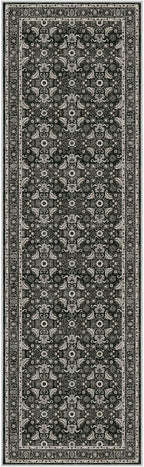 WITSHOCK Living Room Area Rugs 3x10: Soft Non-Slip Backing Washable Rugs Vintage Large Carpet for Bedroom Office Dining Room Kitchen Stain Resistant Home Decor Rug,Black