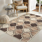 Lahome Moroccan Washable 3x5 Entry Way Rugs Indoor - Small Area Rug Aesthetic Non-Slip Throw Bedroom Rugs Thin Low-Plie Entryway Office Rug for Kitchen Bathroom Laundry Room, 3'x5'