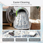 Enkor Runner Rugs for Hallway, 2x6 Washable Soft Non Slip Floor Rugs for Kitchen, Modern Mat for Living Room Bedroom Entryway Blue & White