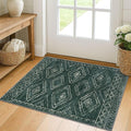 KILOCOCO Boho Entryway Rug 2x3 Printed Small Area Rug Indoor Door Mat Machine Washable Kitchen Rugs Super Soft Non Slip Throw Rugs for Bedroom Entrance Geometric Laundry Room, Green