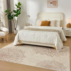 WITSHOCK 6x8 Area Rugs for Living Room: Beige Floral Washable Rugs for Bedroom Dining Room Office Nursery Modern Non-Slip Stain Resistant Low Pile Home Decor（Beige/Brown,6'x8'）