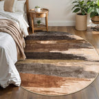 Ciicool 4ft Round Washable Rug, Modern Abstract Circle Rugs, Non-Slip Thin Lightweight Rug Brown Black Circular Print Distressed Carpet for Bedroom Living Room Under Dining Table Home Office Decor