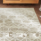jinchan Moroccan 4x6 Area Rugs for Bedroom - Machine Washable Soft Modern Geometric Stain Resistant Non-Slip Ultra-Thin Low-Pile Carpet for Living Room Kitchen Dining Room (4x6ft, Taupe)