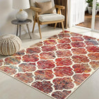 Lahome Moroccan 3x5 Rug for Bedroom, Washable Area Rugs Non-Slip Throw Entryway Rug Small Kitchen Mat Modern Colorful Christmas Carpet Rugs for Living Room Office Bathroom (3'x5', California Sunset)