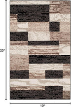 Superior Indoor Area Rug, Plush Carpet Cover, for Kids or Pets, Hallway, Entryway, Living Room, Dining, Bedroom, Office, Kitchen, Modern Geometric Patchwork, Rockwood Collection, 12' x 18', Chocolate