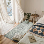 Lahome Washable Runner Rug 2x5, Bohemian Laundry Room Rug Low Pile Bathroom Runner Rugs with Rubber Backing, Printed Non-Slip Throw Carpet Runners for Kitchen Hallway Bedside, Beige