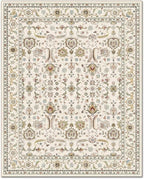 Washable 9x12 Area Rugs for Living Room, Boho Non-Slip Vintage Distress Lager Rugs for Bedroom Dining Room Nursery Office, 0.3" Neutral Oriental Throw Thin Carpet, Beige/Rust/Green/Multi