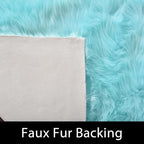 Latepis Big Rugs for Bedroom Teal 6.7x10 Area Rug Light Blue Faux Sheepskin Fur Rug Washable Soft Fluffy Rugs for Living Room Sofa Floor Luxury Home Decor