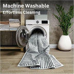 Bloom Rugs Washable Non-Slip 9' x 12' Rug - Black/Ivory Striped Area Rug for Living Room, Bedroom, Dining Room, and Kitchen - Exact Size: 9' x 12'