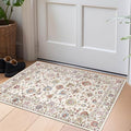2x3 Washable Entryway Rug - Small Entry Rug Non-Slip Cream Colorful Vintage Traditional Floral Kitchen Rugs Low Pile Boho Carpet Throw Rugs for Bedroom Bathroom Entrance Dorm Laundry Room