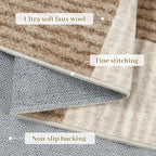LIVEBOX 4x6 Washable Area Rug Checkered, Non-Slip Small Entryway Rug Brown Farmhouse Neutral Classic Geometric Boys Rug for Bedroom Living Room Low-Pile Carpet for Indoor Kitchen Bathroom(Brown 4'x6')