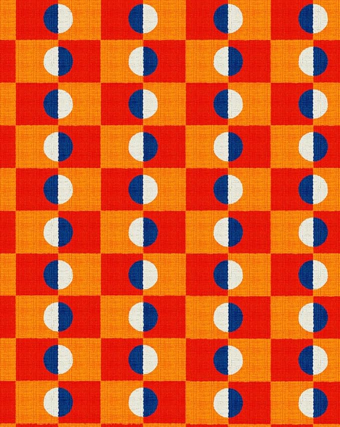 Modern Checkerboard Area Rug with Orange and Red Pattern Vibrant Non Slip Washable 9x12 Rugs for Living Room Dining Room Bedroom Home Office Playroom Large Indoor Carpet Durable Bathmat