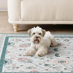 EVERGRACE Area Rugs for Living Room 6x9, Boho Floral Faux Wool Indoor Outdoor Rugs, Washable Rugs for Bedroom Dining Room Entryway Kitchen, Low Pile Floor Mat Carpet for Home Decor, Pale Blue