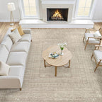 10x12 Area Rug Living Room: Washable Large Vintage Rug Neutral Non-Slip Soft Stain Resistant Indoor Carpet for Bedroom Nursery Dining Room Under Table Bed Home House Office Playroom - Brown