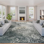Arbosofe Modern Abstract Rug for Living Room, 6'x9' Washable Area Rug with Non-Slip Backing & Short Pile, Large Carpet with Abstract Pattern for Living Room Bedroom and Dining Floor Carpet Grey