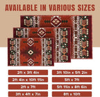 YHSF South West Native American Area Rug C318 - Easy Clean, Thick, Soft, Durable Native Tribal American Indian Inspired Rug for Bedroom/Living Room and more - Rust, 2 Feet 4 Inches x 10 Feet 11 Inches