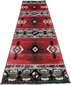YHSF South West Native American Area Rug C318 - Easy Clean, Thick, Soft, Durable Native Tribal American Indian Inspired Rug for Bedroom/Living Room and More - Red, 2 Feet x 7 Feet