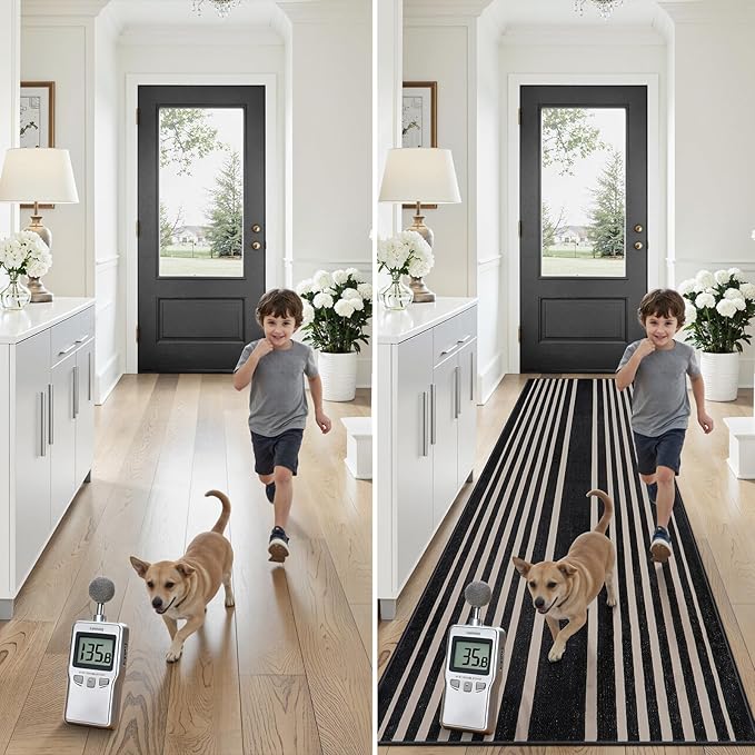 Beeiva Black and White Striped Runner Rug, 2.5x8 Washable Geometric Rugs for Hallway, Non Slip Rubber Backing Indoor Runner Rugs Modern Floor Carpet for Bedroom Bathroom Porch Entryway Rug