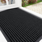 OLANLY Front Door Mat Indoor Outdoor Entrance, Waterproof Heavy Duty Doormat, Fade Resistant, Low Profile, Easy Clean Patio Porch Welcome Floor Mats for Entry, 33x21, Black