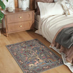 Rugcomf Indoor Door Mat 2x3 Rug Vibrant Tree of Life-Patterned Vintage Machine Washable Small Area Rug Non-Slip Low Pile Throw Rugs for Entryway Kitchen Front Door Entrance Entry Kids Room, Grey