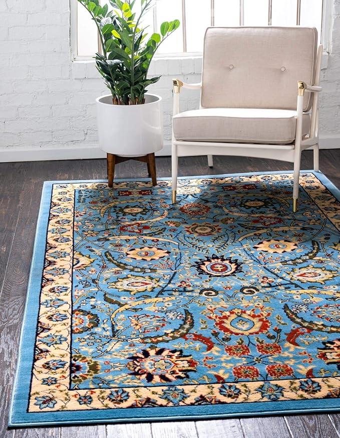 Unique Loom Espahan Collection Area Rug - Cape Cod (4' 1" x 6' 1" Rectangle, Blue/ Black)