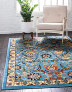 Unique Loom Espahan Collection Area Rug - Cape Cod (9'x 12' Rectangle, Blue/ Black)