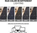 Rugshop Geometric Diamond Stripe Area Rug Anthracite Dark Gray 7' 10" x 10' Perfect for Large Living Rooms, Dining Areas, or Master Bedrooms