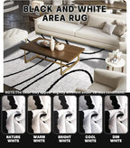 YIHOUSE Modern Area Rugs for Living Room, 8x10 Washable Black and White Rug, Thin Abstract Geometric Striped Rug, Area Rug for Bedroom,Kitchen,Dining Room,Office