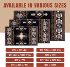 YHSF South West Native American Area Rug C318 - Easy Clean, Thick, Soft, Durable Native Tribal American Indian Inspired Rug for Bedroom/Living Room and More - Black, 2 Feet x 3 Feet 4 Inches