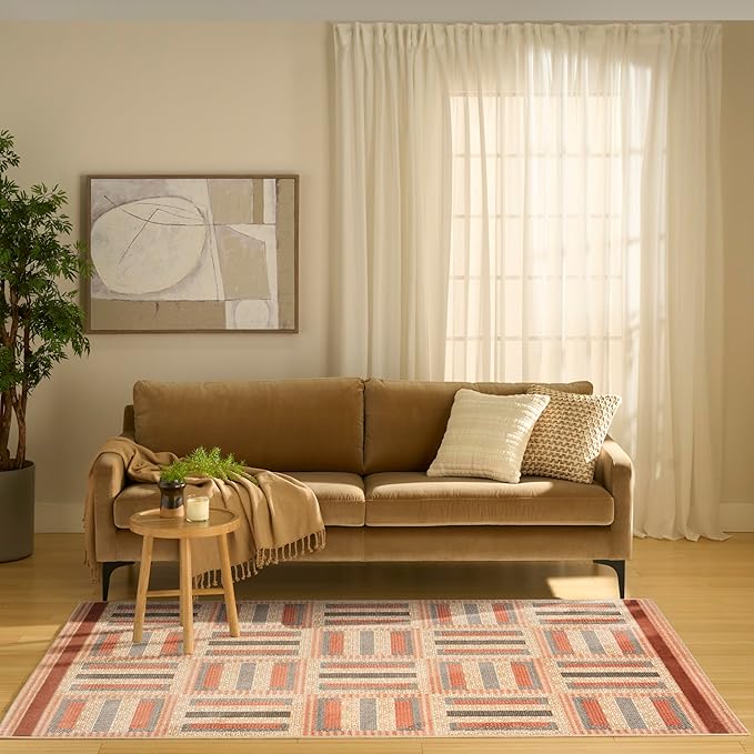 Nourison Home Nordic Multicolor 5' x 7' Area Rug - Easy Clean, Non Shedding, Bed Room, Living Room, Dining Room, Kitchen (5' x 7')